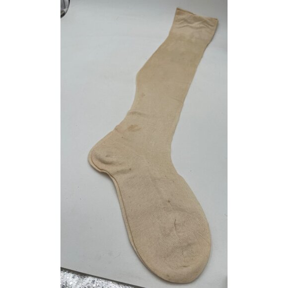 Vintage Silk Gauze Weight Stockings Cross Stitch & Double Sole Stops Victorian - Picture 9 of 10
